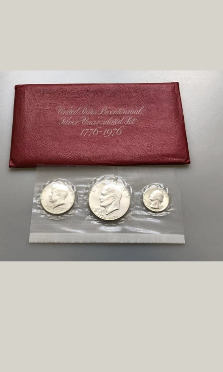 1976年美国独立200周年3枚银币一套 
