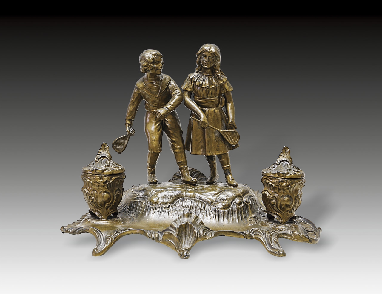 约20世纪初法国铜制情侣造型墨水台