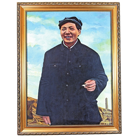 油画《毛泽东在延安》连框