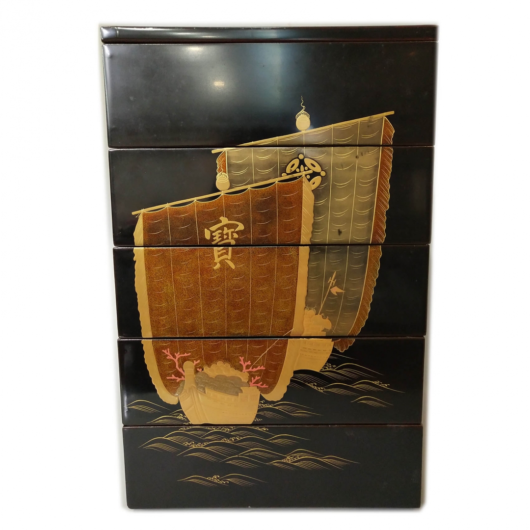日本福船莳绘五段漆箱 1件