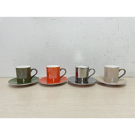 LSA创意贝母四色陶瓷迷你咖啡杯碟