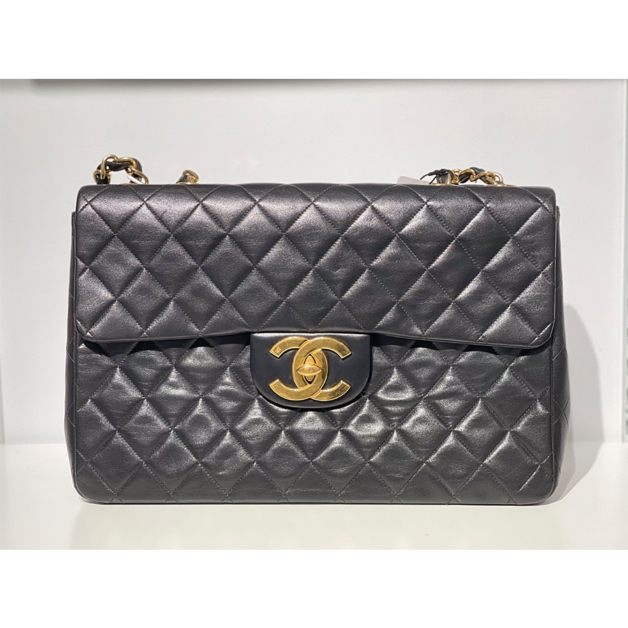 CHANEL 中古羊皮黑金贝嫂