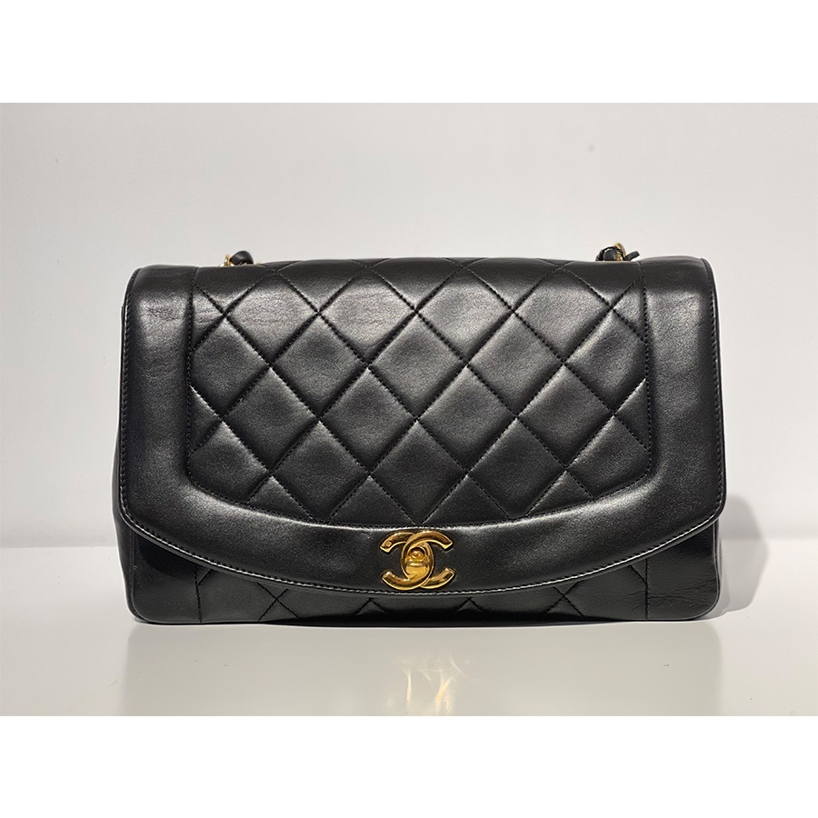 CHANEL 中古黑金羊皮戴妃