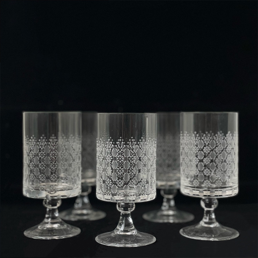 二十世纪德国Rosenthal刻花水晶香槟葡萄酒高脚杯