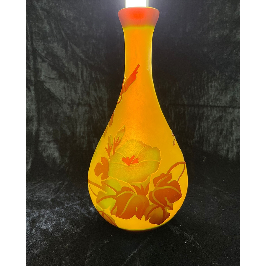 意大利琥铂色花卉艺术玻璃花瓶