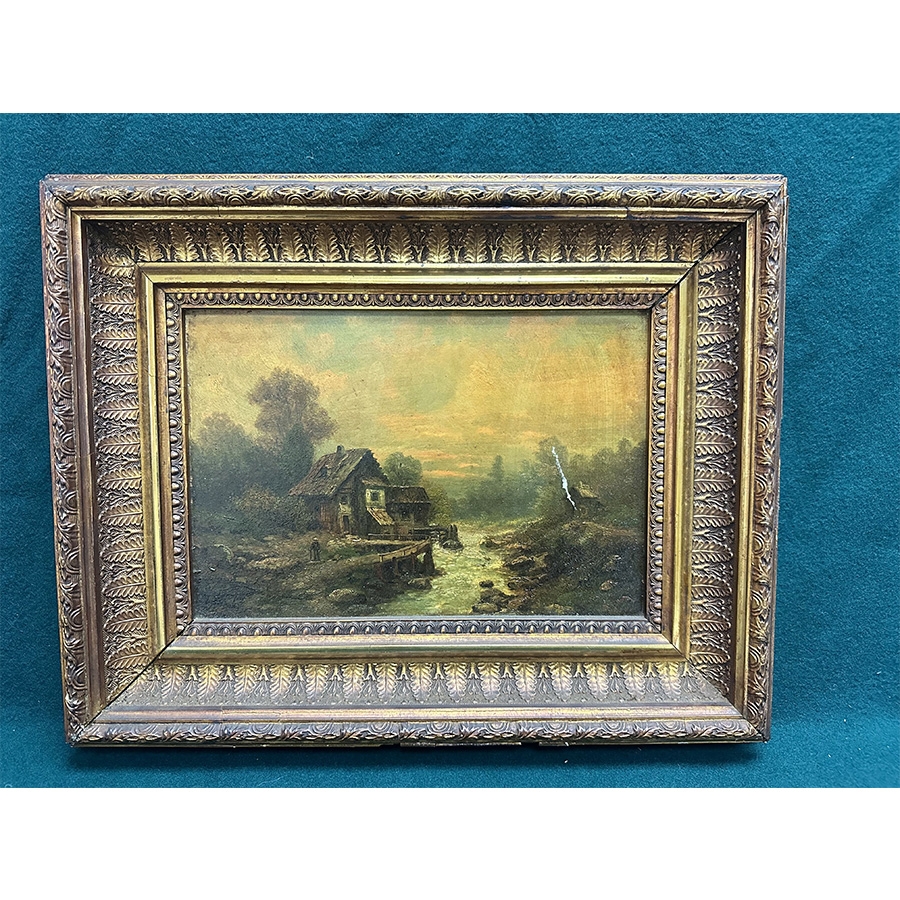 约20世纪初德国油画作品《Country Side》(44×35cm)