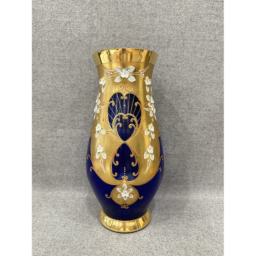 捷克波西米亚重鎏金皇室风格珐琅彩大花瓶(H:30.5cm)