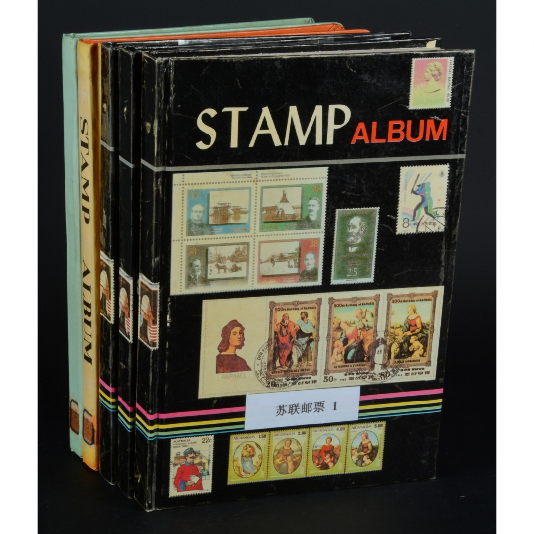 78、苏联各时期邮票五册，大部分为盖销票，以1950-60年代为主，部分邮票（主要是第一册邮票）品相有些参差不齐