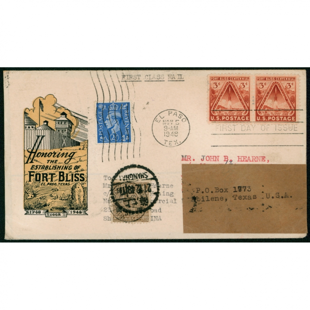 20、1948年11月5日美国“布利斯堡100周年”首日封寄上海