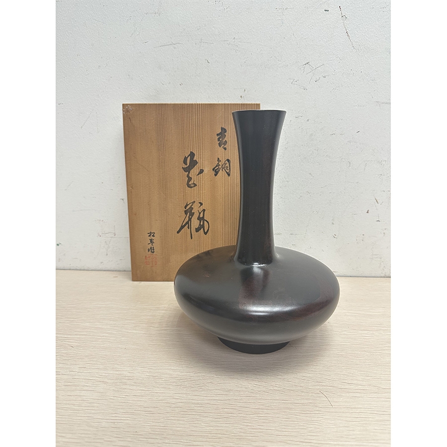 日本铸铜花瓶(H:24.5cm)