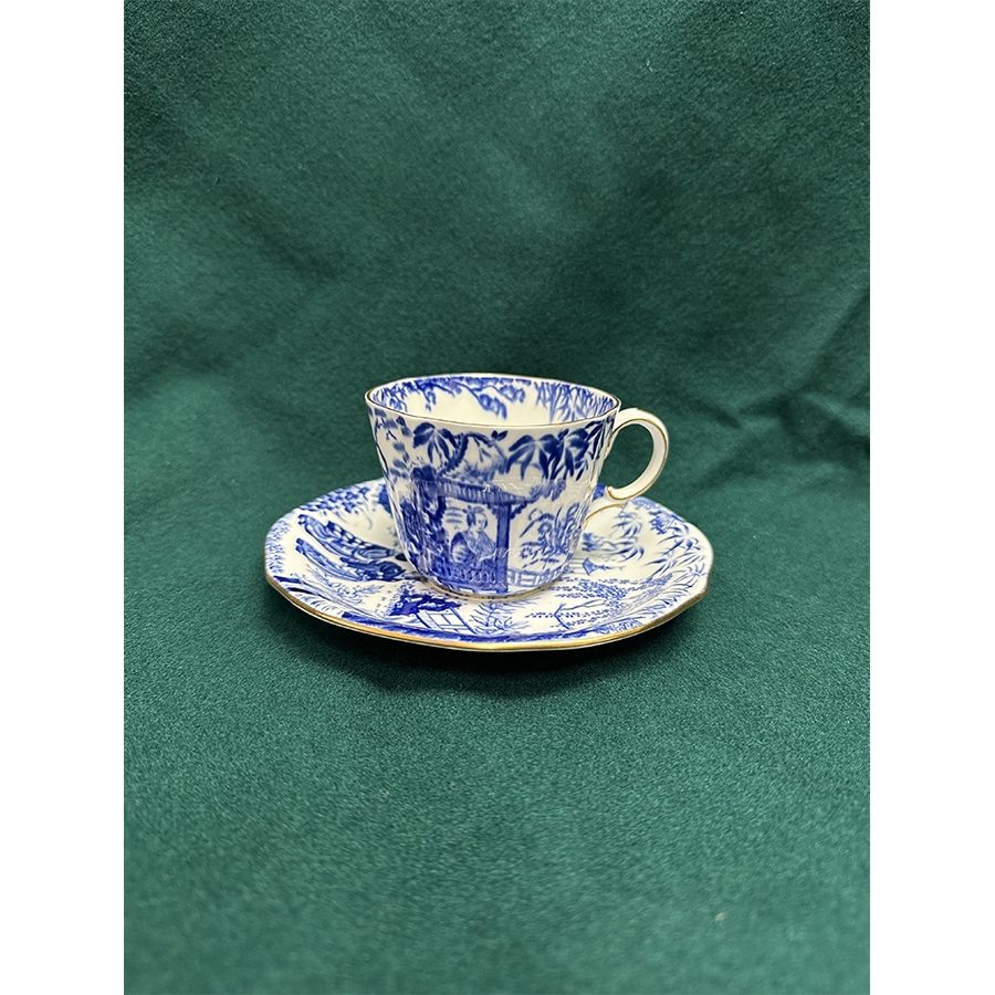 英国Royal Derby日式风格经典青花古董咖啡杯碟