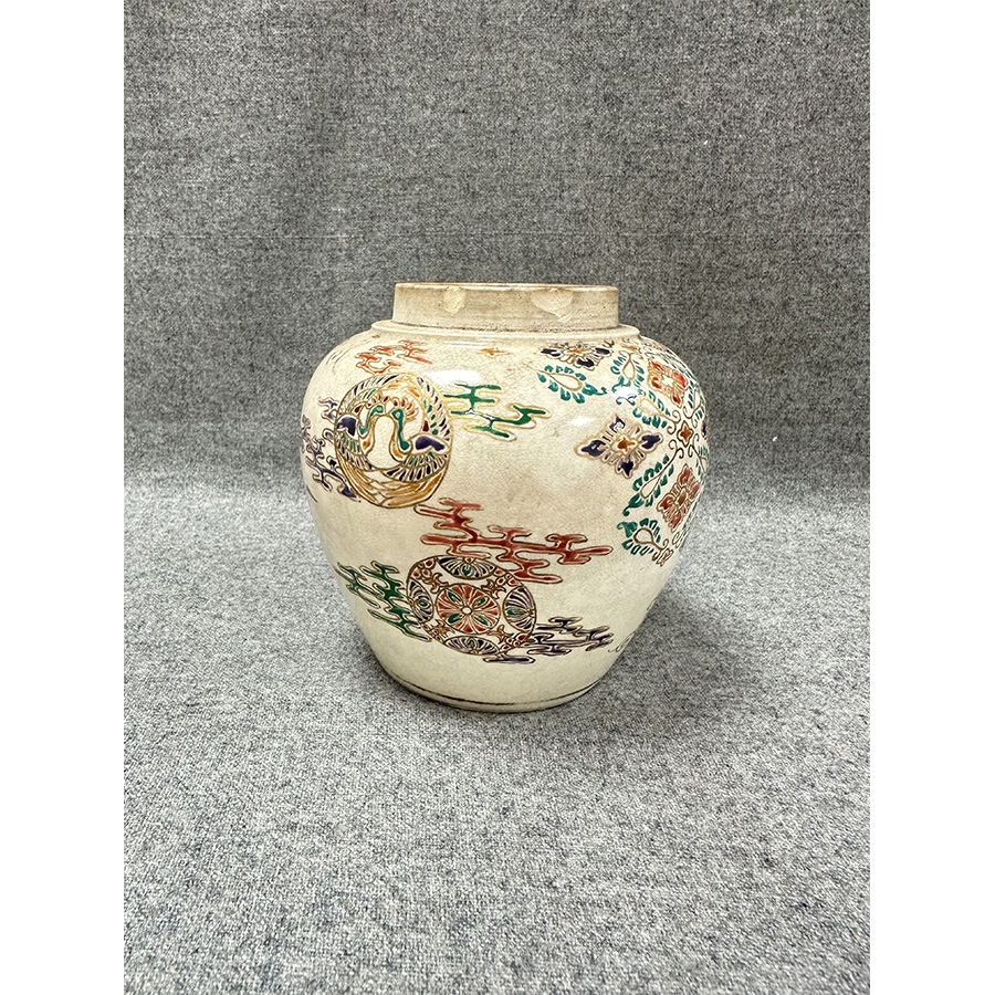 大日本制造手绘古董花卉花瓶(H:12cm,瓶口有瑕疵)